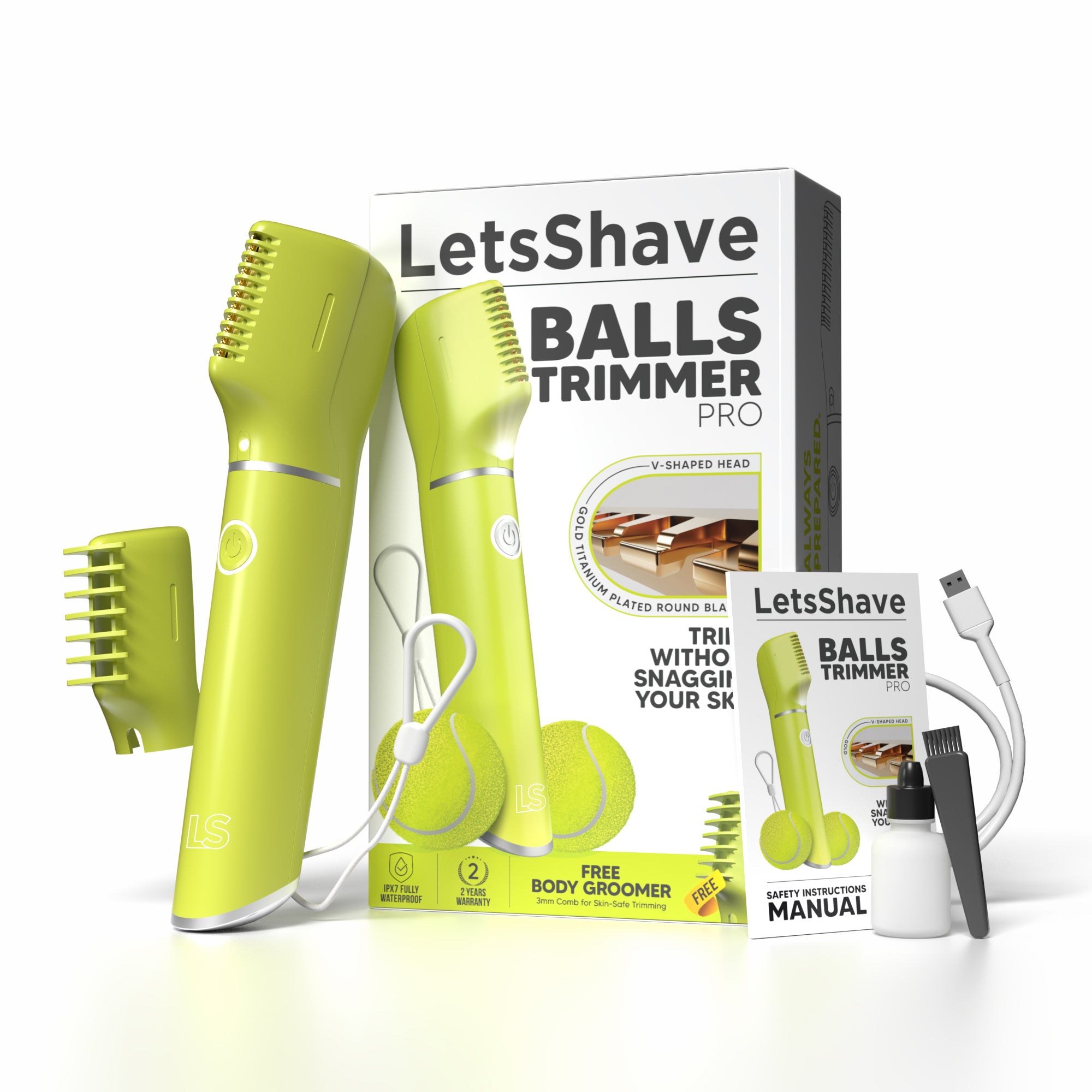 Balls Trimmer Pro for Men – Groin & Body Groomer with V-Shaped Head | Get Free Balls & Bum Hydrating Mist