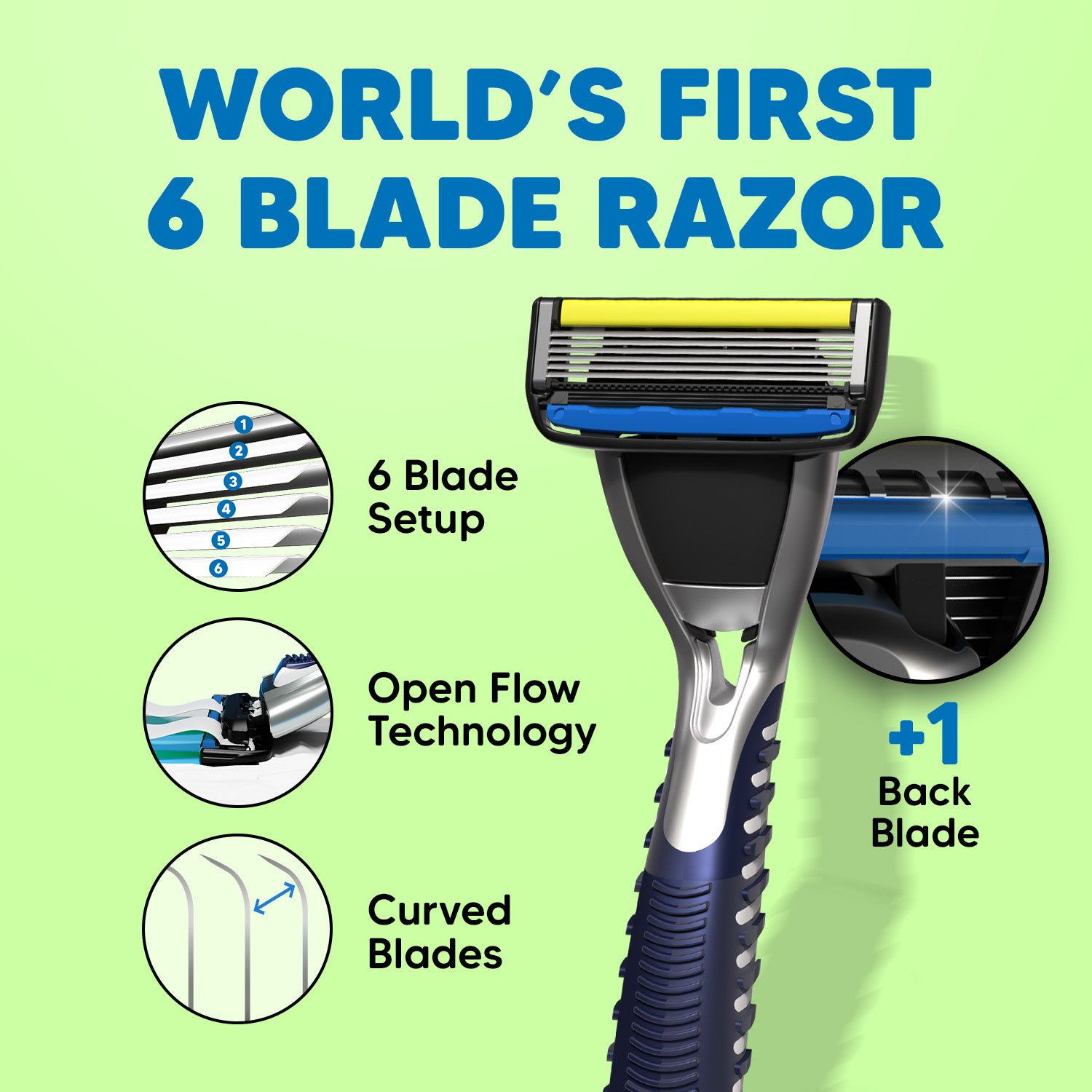 Pro 6 Maxxx Razor Value Set for Men With Back Blade | World's First 6 Blades Razor