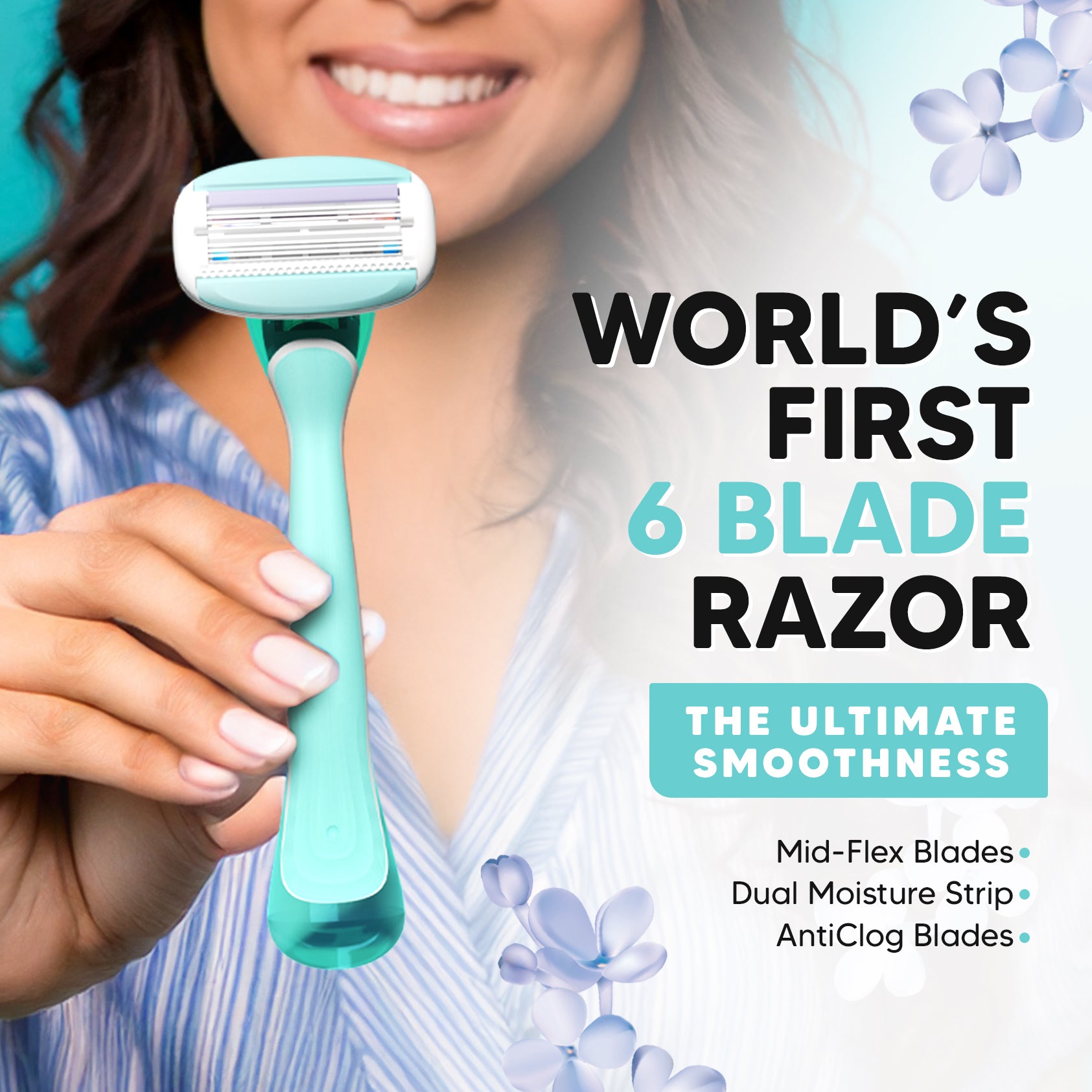 Evior 6 – Women’s Razor Set  | World’s First 6 Blade | 1 Handle + 4 Blades