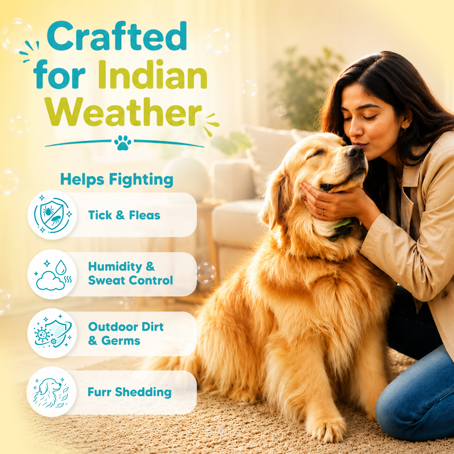 EZ-WIZZY Wash & Wow Pet Shampoo for Dogs | Oatmeal, Coconut Oil, Amla & Shikakai | Anti-Itch, Anti-Dandruff & Deodorizing Formula | 500ml