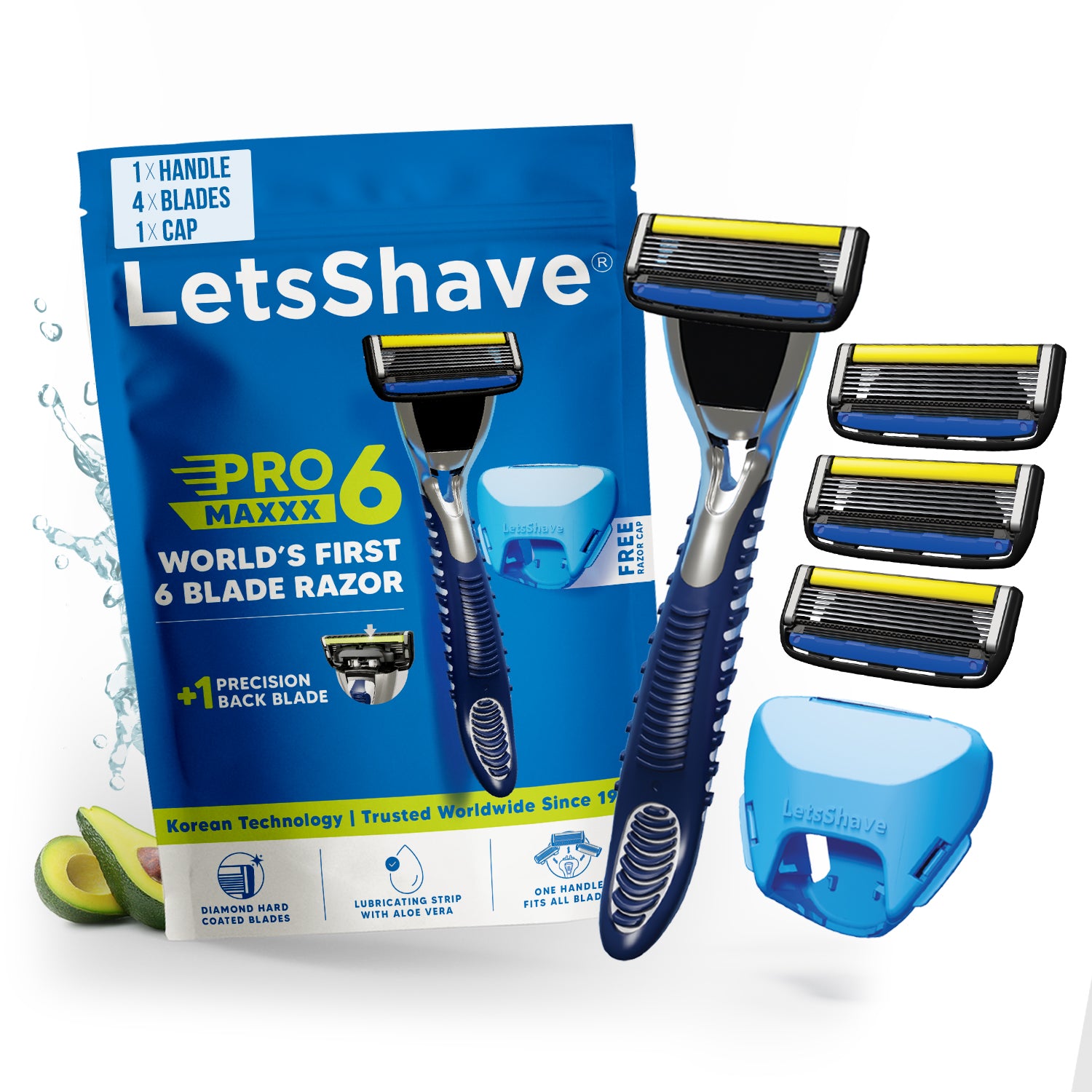 Pro 6 Maxxx Razor Value Set for Men With Back Blade | World's First 6 Blades Razor