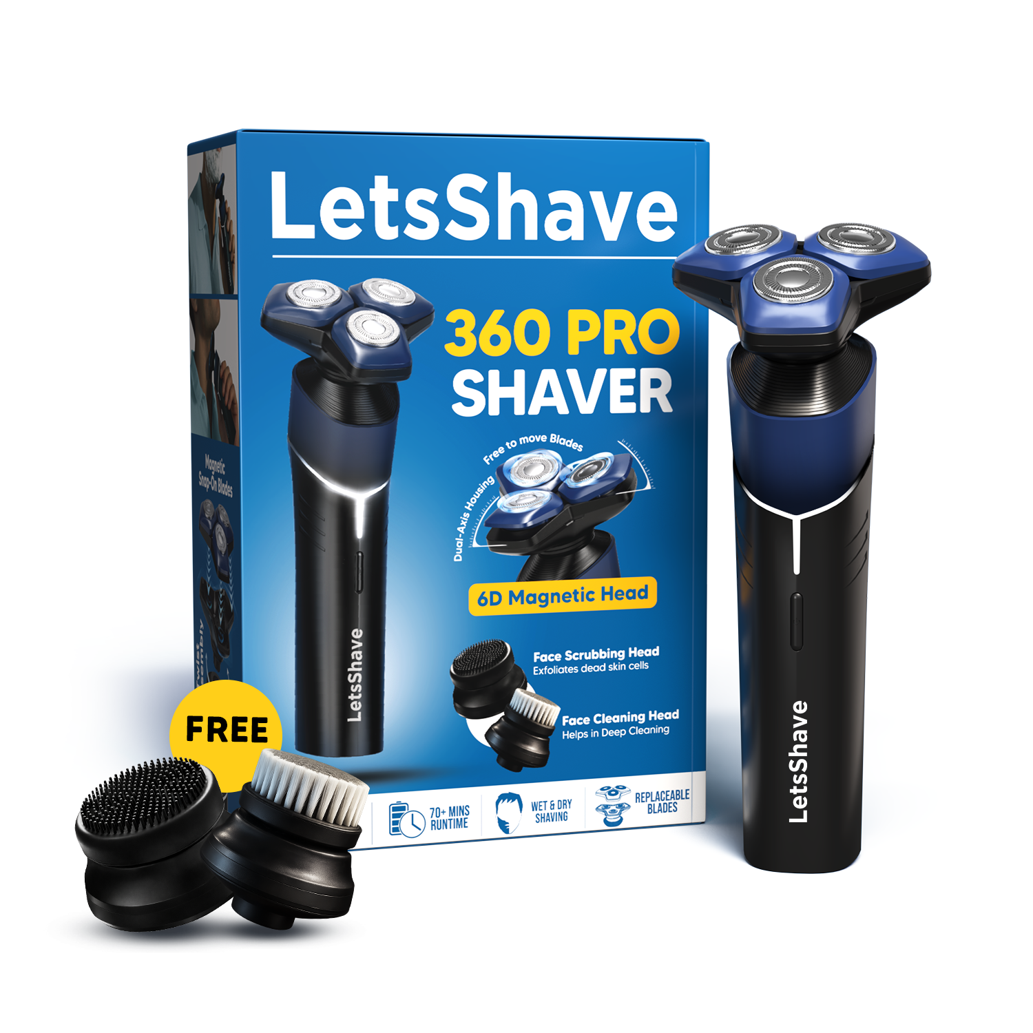 360 Pro Shaver | 6D Magnetic Head Electric Shaver for Men | Wet & Dry Grooming